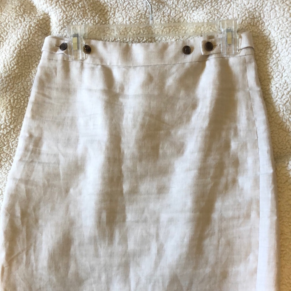J Crew natural linen pencil skirt